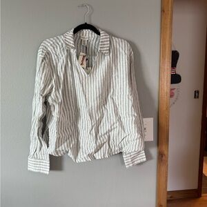 Rachel Zoe White and Gray Striped Blouse
